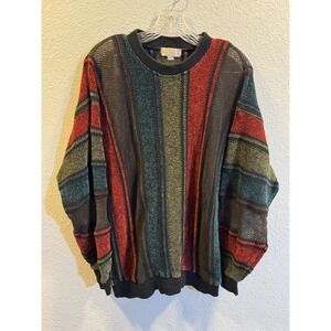 Norm Thompson Vintage Striped Knit Sweater Mens Crew Neck 90s Y2K READ!!